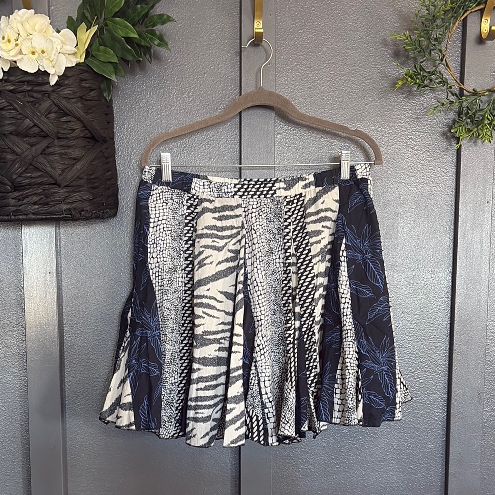Chic Zebra Print Skirt with Blue Floral Accents